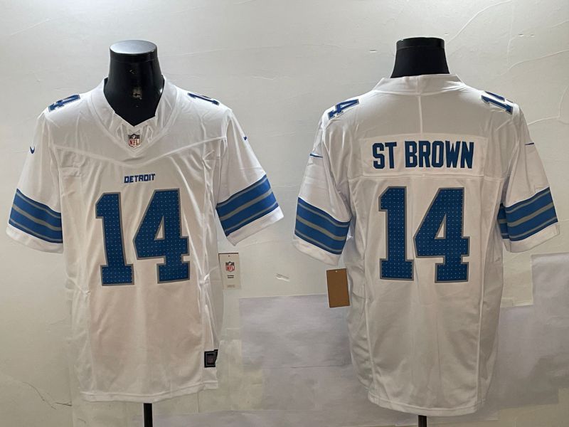 Men Detroit Lions #14 St Brown White three generations 2024 Nike Limited NFL Jersey style 1->detroit lions->NFL Jersey